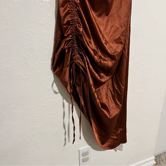 Rust Colored Asymmetrical Sheath Dress - Picture 6 of 9